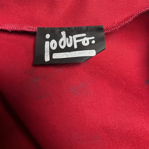 Jo Dufo ~1989 ~Hand-Painted Red/Multi-Colors Native American Indian Large Jacket
